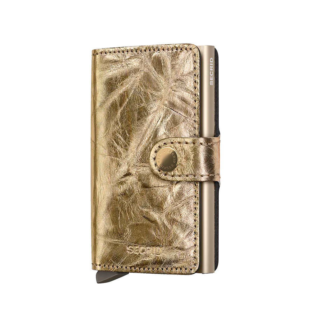 Porta Carte con Clip SECRID linea Miniwallet Crunch in Pelle Gold con RFID