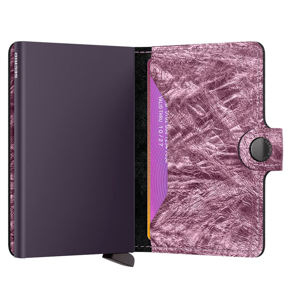 Porta Carte con Clip SECRID linea Miniwallet Crunch in Pelle Pink con RFID