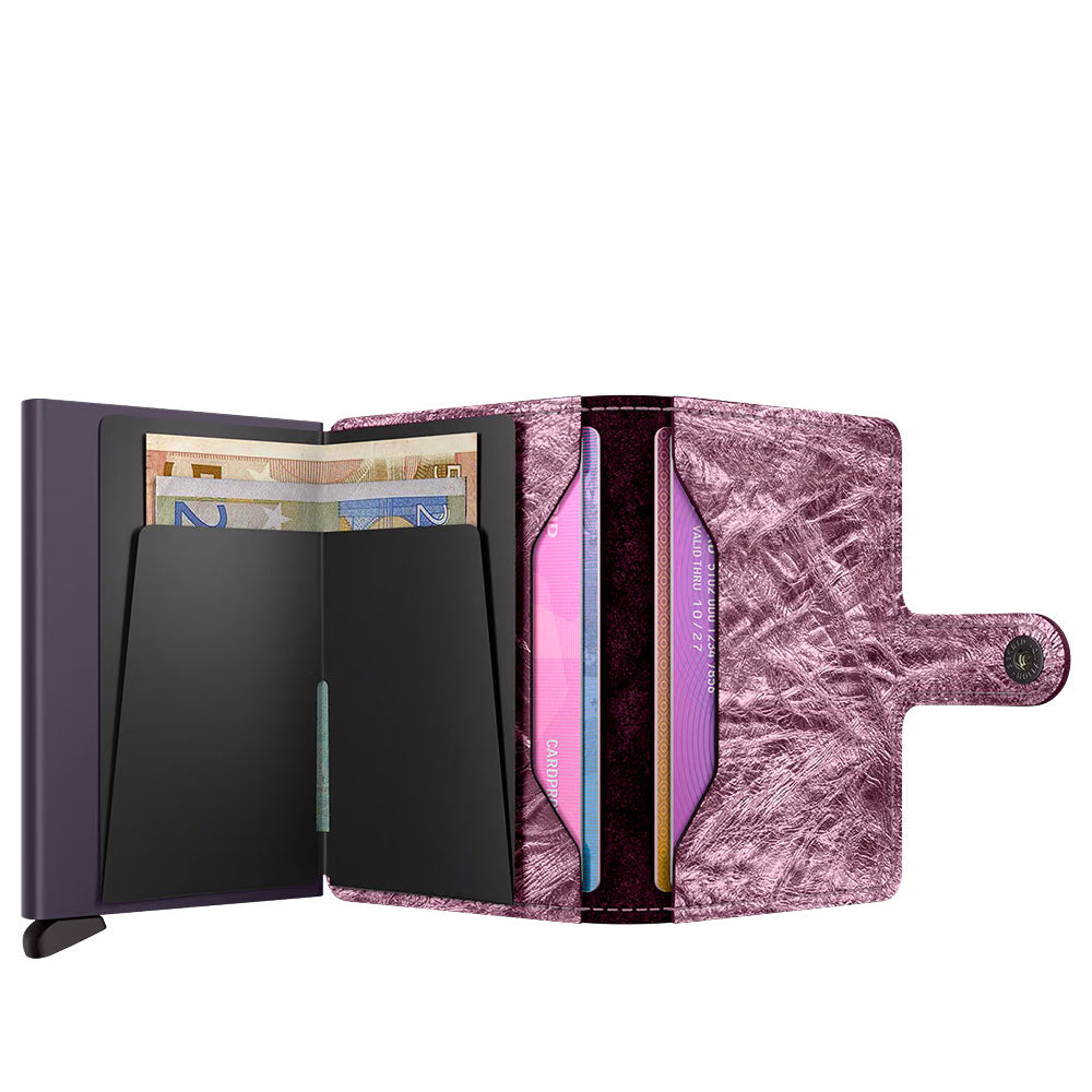 Porta Carte con Clip SECRID linea Miniwallet Crunch in Pelle Pink con RFID