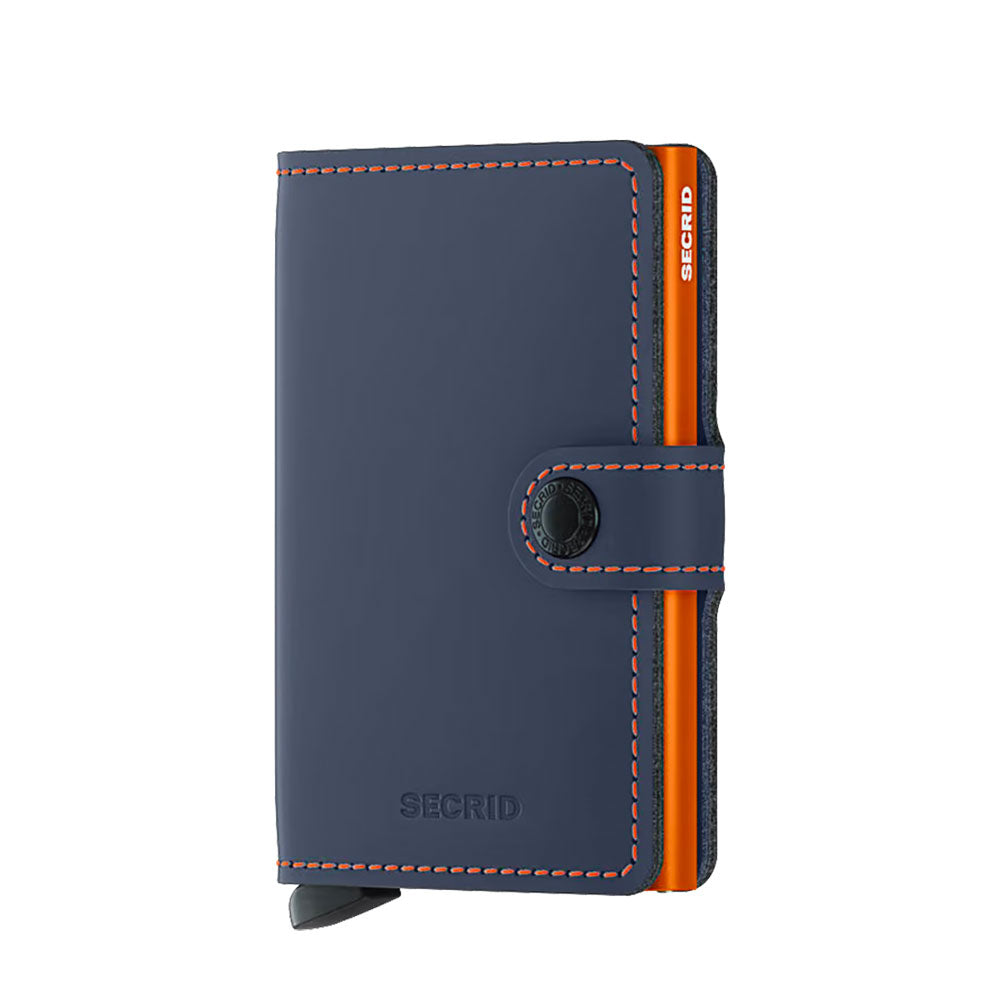 Porta Carte con Clip SECRID linea Miniwallet Matte in Pelle Nightblue e Orange con RFID