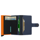 Porta Carte con Clip SECRID linea Miniwallet Matte in Pelle Nightblue e Orange con RFID