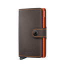 Kartenetui mit Clip SECRID Modell Miniwallet Matte aus Leder in Truffle und Orange mit RFID-Schutz
