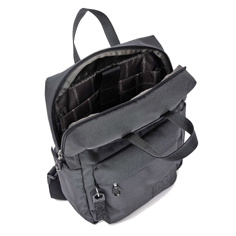 Fabric Backpack MANDARINA DUCK MD20 with Two Handles and 13" Laptop Compartment in Steel