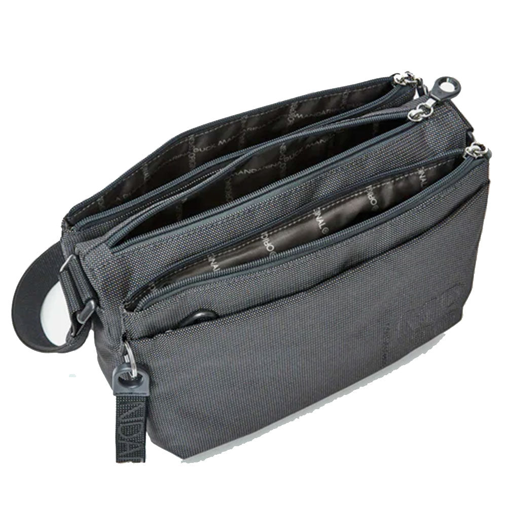 Borsa Donna a Tracolla Tre Scomparti MANDARINA DUCK in Tessuto Linea MD20 Colore Steel