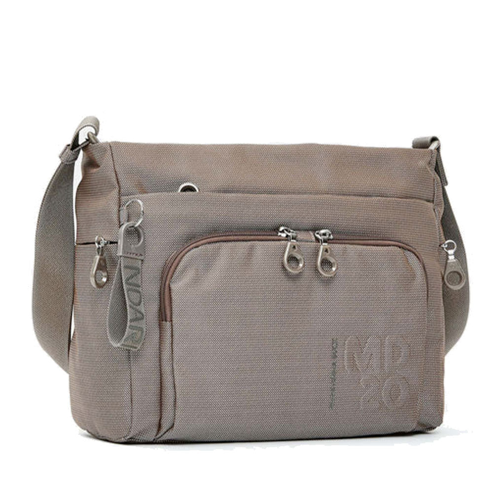 Borsa Donna a Tracolla con Tasca Frontale MANDARINA DUCK in Tessuto Linea MD20 Colore Taupe