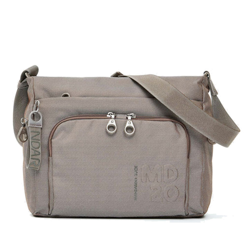 Borsa Donna a Tracolla con Tasca Frontale MANDARINA DUCK in Tessuto Linea MD20 Colore Taupe