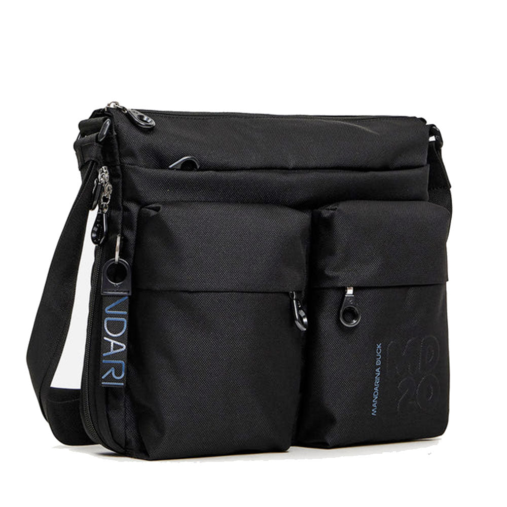 Borsa Donna a Tracolla MANDARINA DUCK Espandibile in Tessuto Linea MD20 Colore Nero Misura Grande