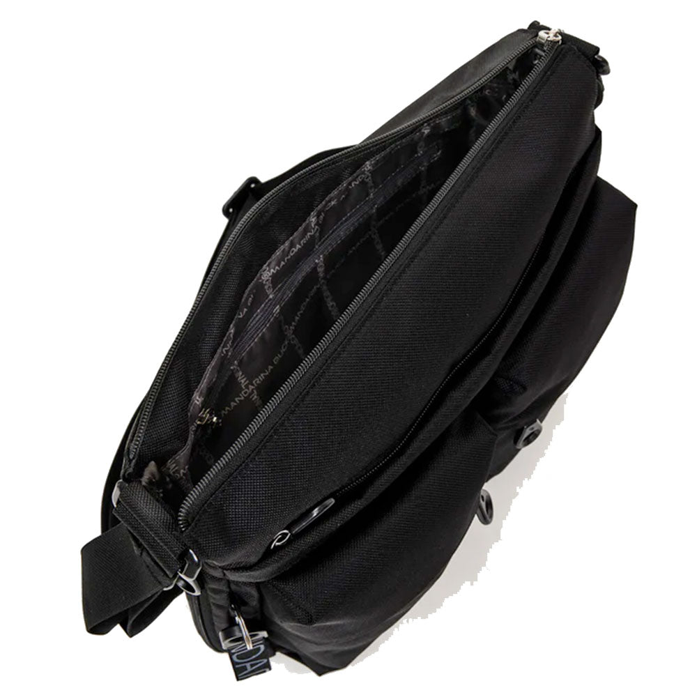Borsa Donna a Tracolla MANDARINA DUCK Espandibile in Tessuto Linea MD20 Colore Nero Misura Grande