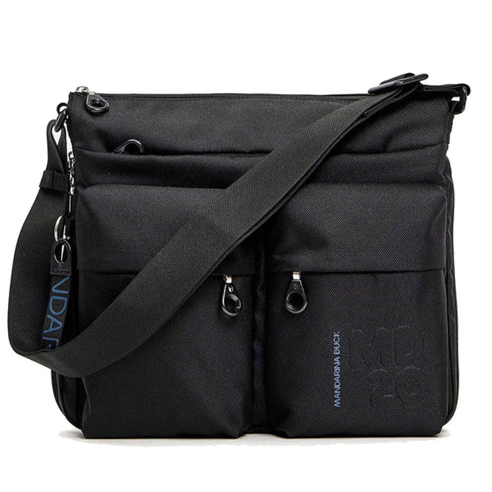 Borsa Donna a Tracolla MANDARINA DUCK Espandibile in Tessuto Linea MD20 Colore Nero Misura Grande