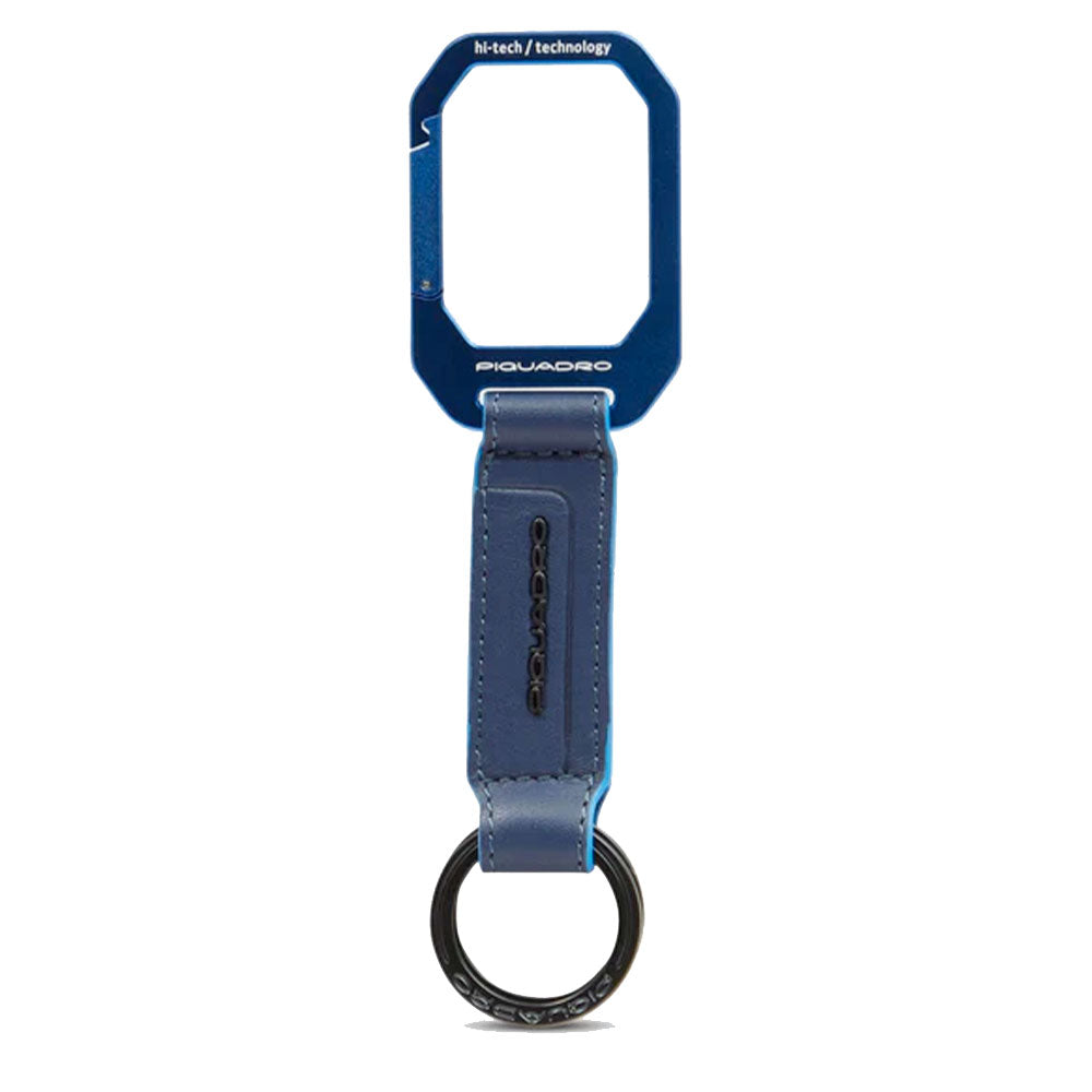 Portachiavi Uomo con Moschettone PIQUADRO in Pelle Blu Linea Atlas - PC6177S138