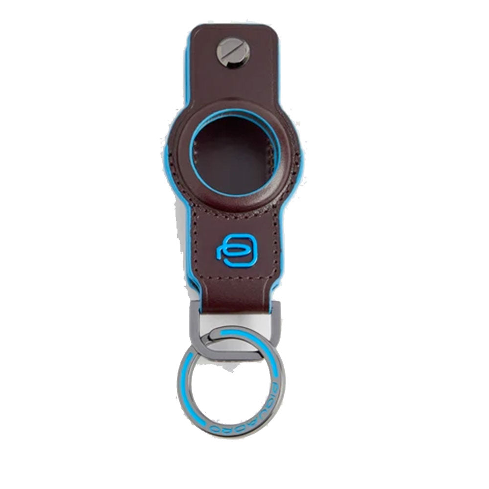 Portachiavi Uomo Per AirTag e CONNEQU 4.0 PIQUADRO in Pelle Mogano Linea Blue Square - PC7090B2
