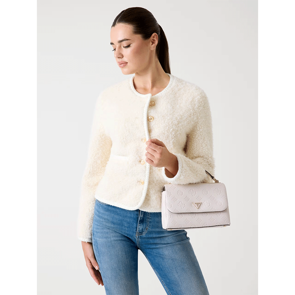 Borsa Donna a Mano con Tracolla GUESS Linea Tisha colore Stone Logo Misura Piccola