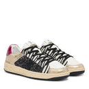 Sneakers PATRIZIA PEPE Girl linea Fly Crazy Kids in Ecopelle Laminata Platino e Glitter Neri