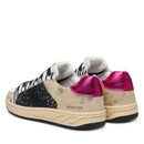 Sneakers PATRIZIA PEPE Girl linea Fly Crazy Kids in Ecopelle Laminata Platino e Glitter Neri