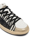 Sneakers PATRIZIA PEPE Girl linea Fly Crazy Kids in Ecopelle Laminata Platino e Glitter Neri