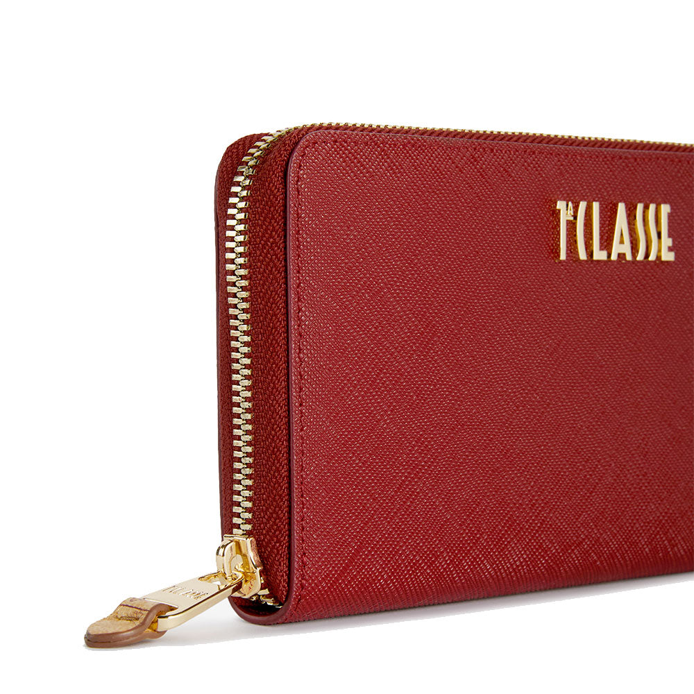 Portafoglio Donna Zip Around 1A Classe Alviero Martini linea Windy City Rosso Acero PM75