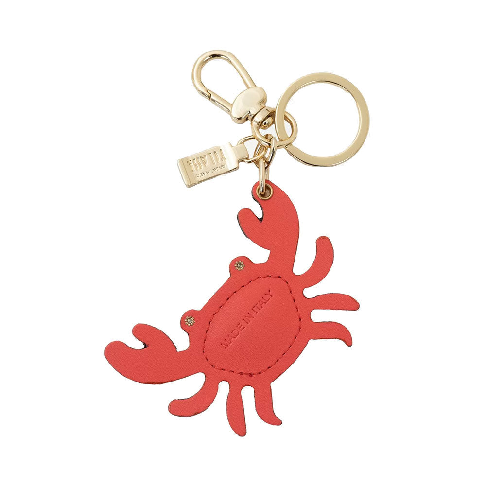 Alviero Martini 1A Classe Crab Charm Damen-Schlüsselanhänger aus korallenrotem Leder PN37