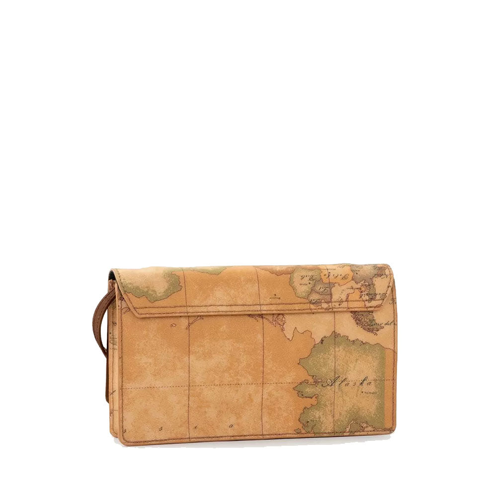 Women's Clutch Bag with Shoulder Strap 1A Classe ALVIERO MARTINI 3D Geo in Geo Classic and Chestnut - PN69