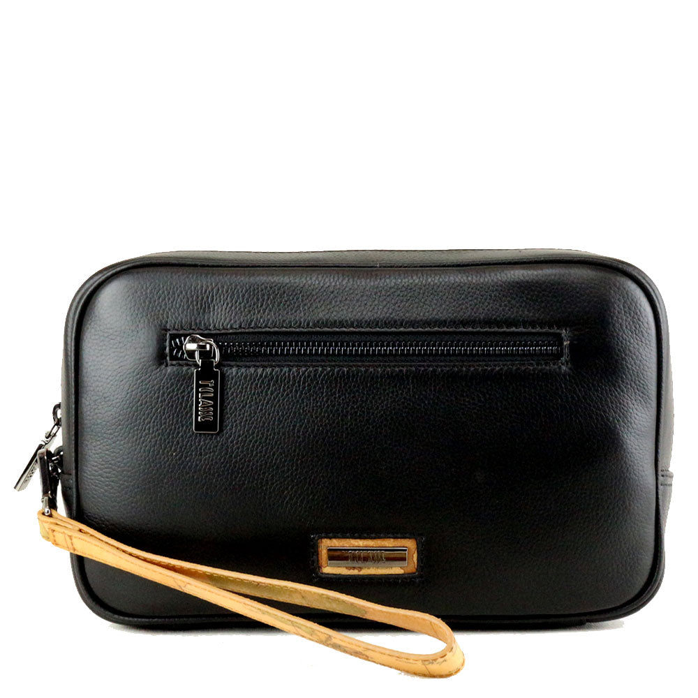 Alviero Martini 1A Classe Herren-Clutch, Trip Leather Line, Schwarzes Leder PN78