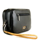 Alviero Martini 1A Classe Herren-Clutch, Trip Leather Line, Schwarzes Leder PN78