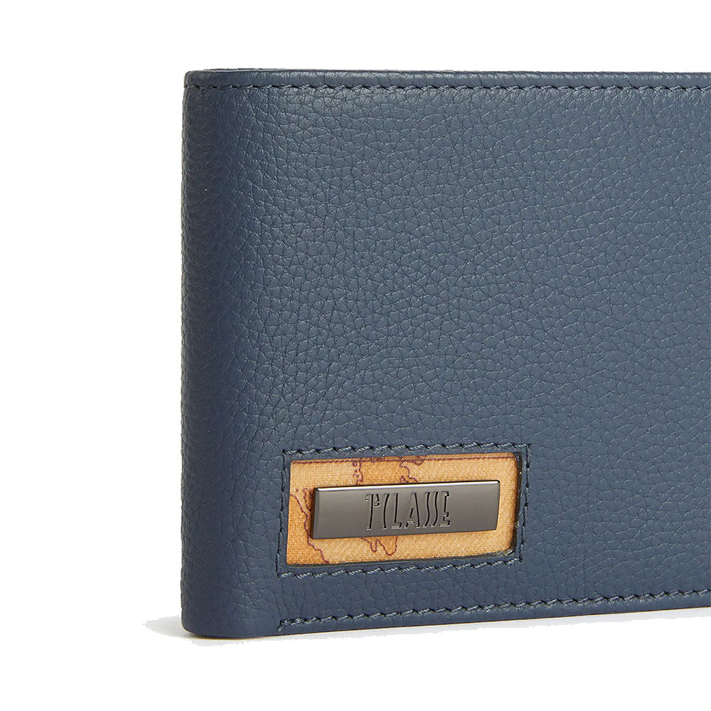 1A Classe Alviero Martini Trip linie  PN79
Herrenbrieftasche mit Klappe aus Leder in Denim Blue 
