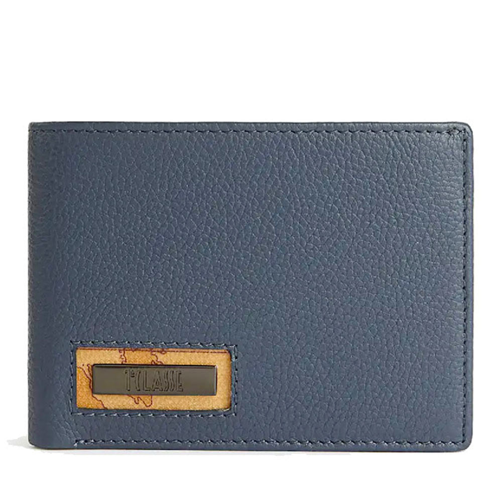 Portafoglio Uomo con Portamonete 1A Classe Alviero Martini linea Trip Leather in Pelle Blu Denim PN81
