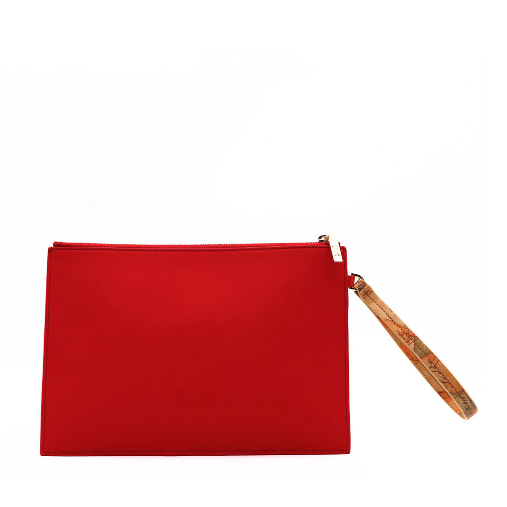 Flache Clutch mit Armband 1A Classe Alviero Martini Journey Geo Linie Dunkelrot PN97