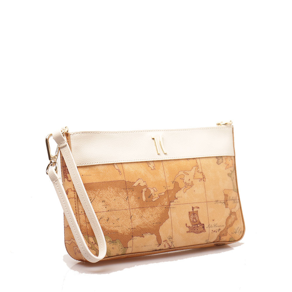 Pochette con Manichetto 1A Classe Alviero Martini linea Heritage Geo colore Geo Classic e Avorio PO41
