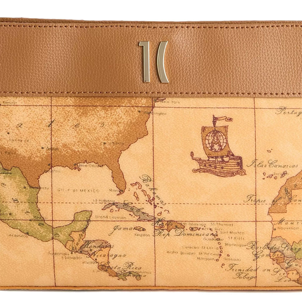 Clutch Bag with Wristlet 1A Classe ALVIERO MARTINI Heritage Geo in Geo Classic and Tan PO41