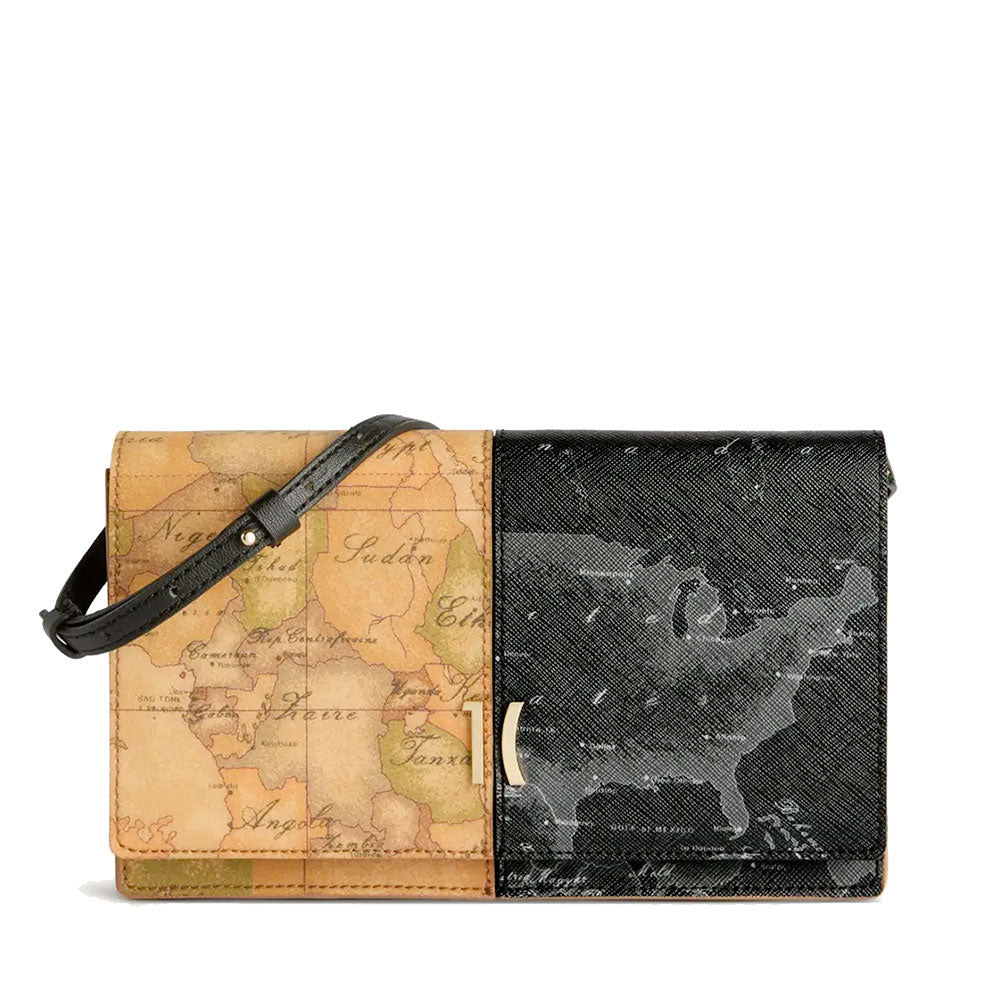 Pochette con Patta e Tracolla 1A Classe Alviero Martini linea Eclipse Geo stampa Geo Night e Geo Classic PO73