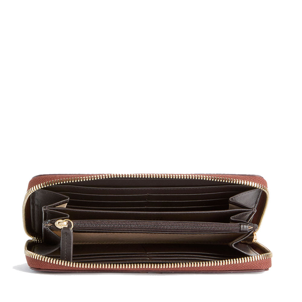 Portafoglio Donna Zip Around 1A Classe Alviero Martini linea Castle Leather in Pelle Mogano PP09