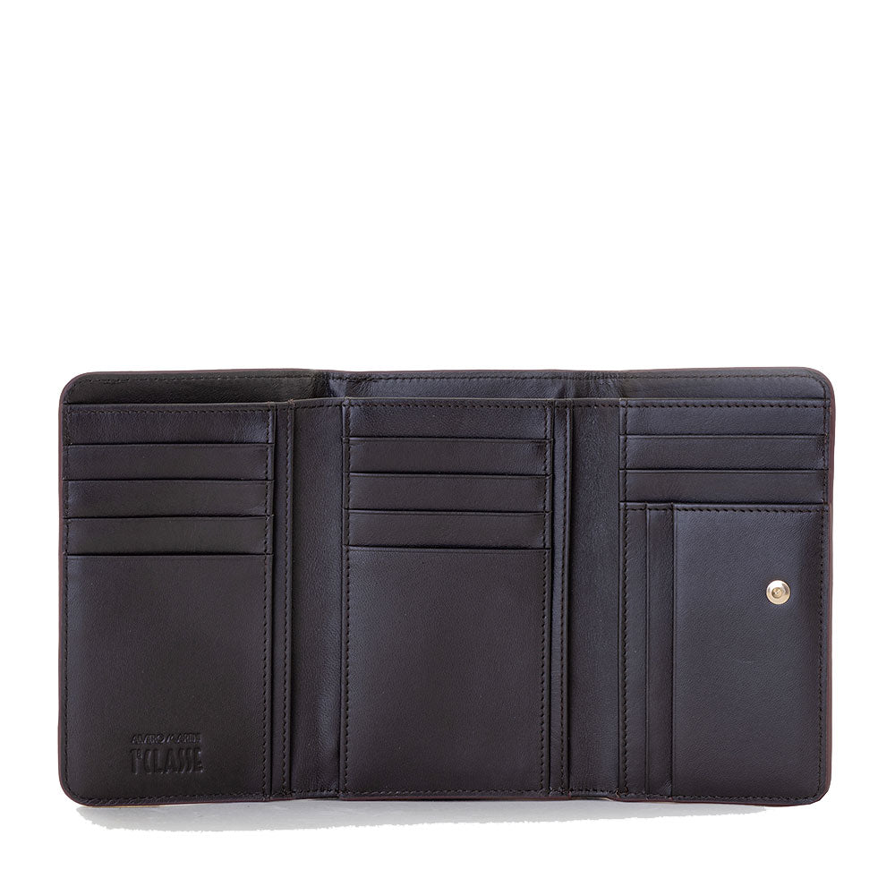 Portafoglio Donna Medio con Bottone 1A Classe Alviero Martini linea Castle Leather in Pelle Mogano PP10