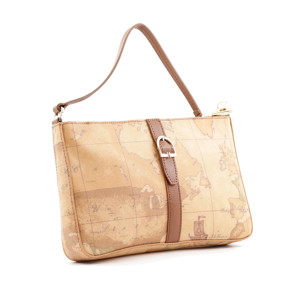 Pochette con Manichetto 1A Classe Alviero Martini linea Valley Geo colore Geo Classic e Castagna PP26