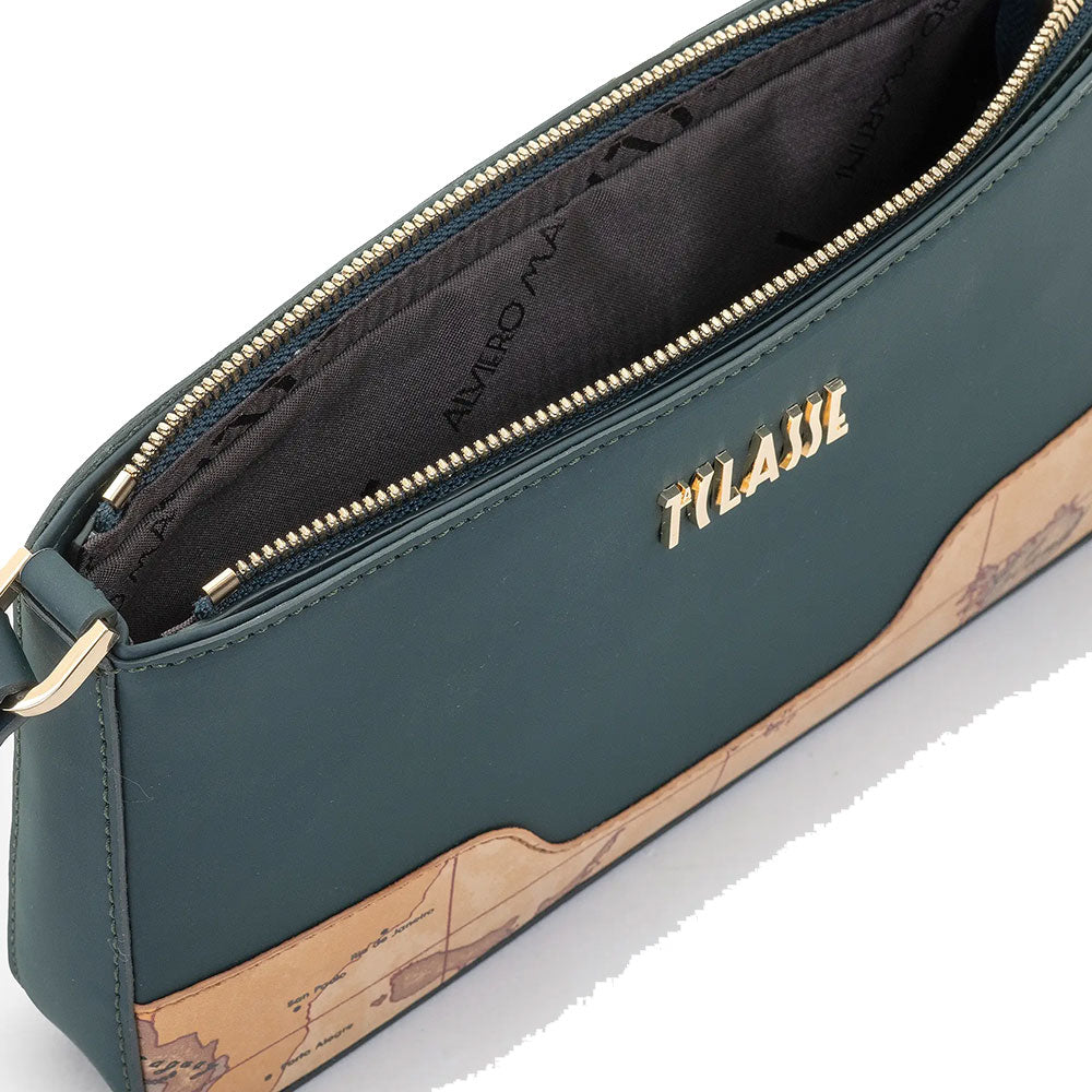 Tracollina Donna 1A Classe Alviero Martini linea Frost Geo in Tessuto Gommato Verde Bottiglia PP54