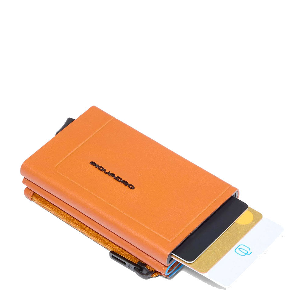 Portacarte PIQUADRO in Pelle e Alluminio con RFID Colore Arancione Linea Atlas - PP5585S138R