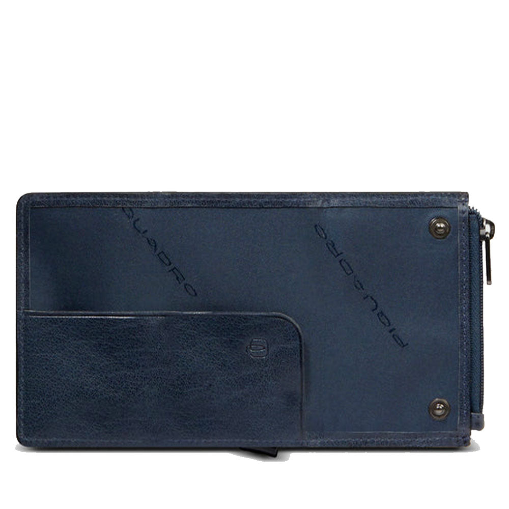 Portacarte PIQUADRO in Pelle e Alluminio con RFID Colore Avio Linea Solm - PP5585S141R