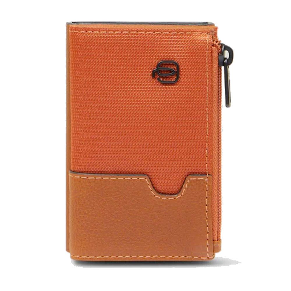 Portacarte PIQUADRO in Tessuto e Pelle e Alluminio con RFID Colore Arancione - Cuoio - PP5585W138R
