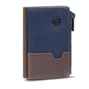 Portacarte PIQUADRO in Tessuto e Pelle e Alluminio con RFID Colore Blu- Testa Moro - PP5585W138R