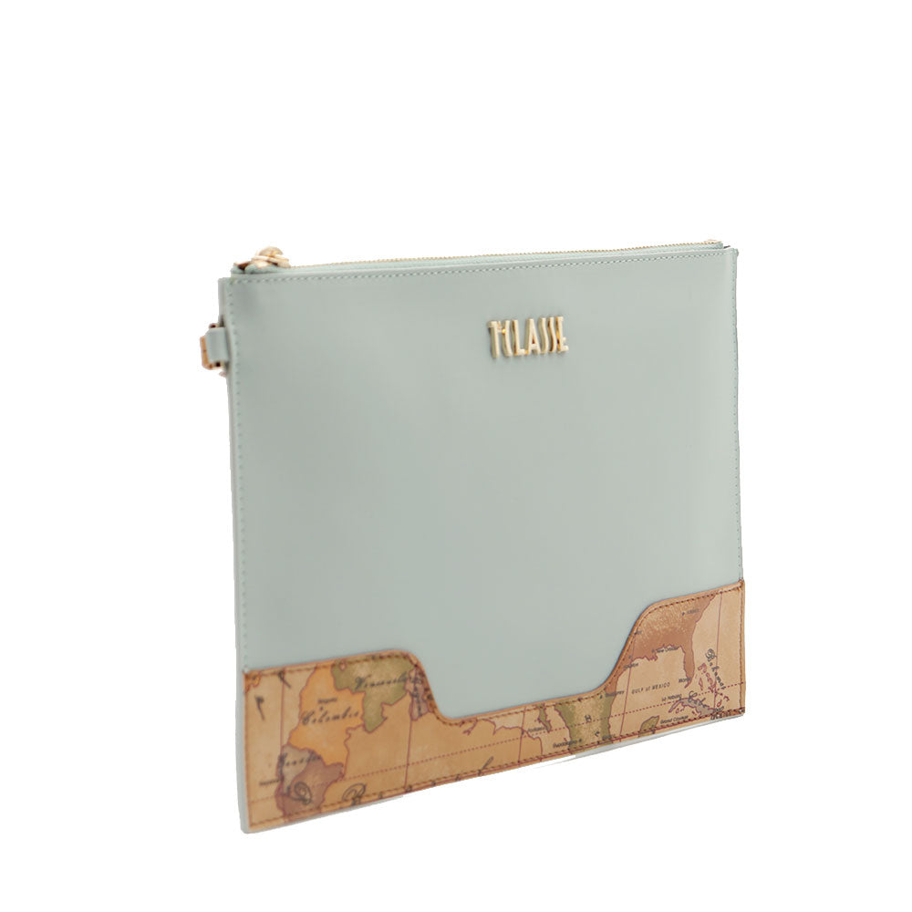 Clutch Donna 1A Classe Alviero Martini linea Frost Geo in Tessuto Gommato Azzurro Artico PP55