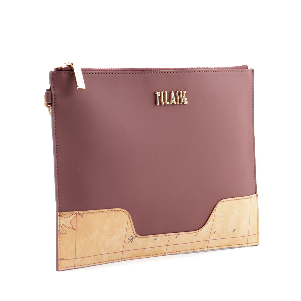 Clutch Donna 1A Classe Alviero Martini linea Frost Geo in Tessuto Gommato Bordeaux PP55