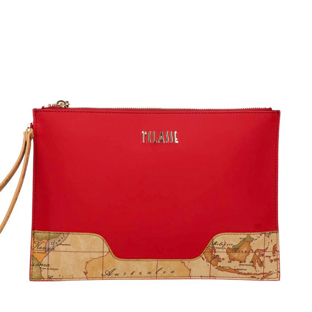 Clutch Donna 1A Classe Alviero Martini linea Frost Geo in Tessuto Gommato Rosso Scuro PP55