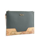 Clutch Donna 1A Classe Alviero Martini linea Frost Geo in Tessuto Gommato Verde Bottiglia PP55