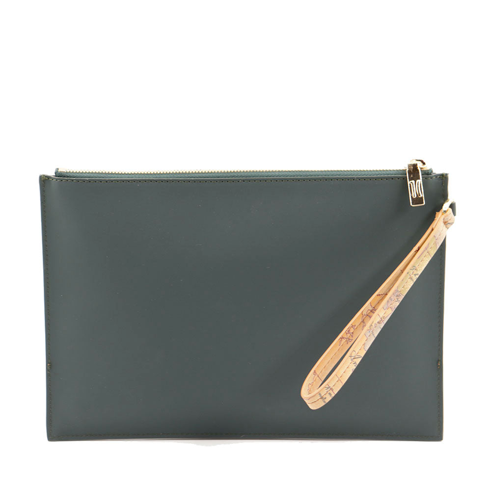 Clutch Donna 1A Classe Alviero Martini linea Frost Geo in Tessuto Gommato Verde Bottiglia PP55