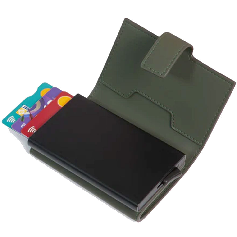 PIQUADRO Kartenetui aus Stoff und Aluminium mit RFID in Grün Modell Corner 2.0 - PP5649C2OWR