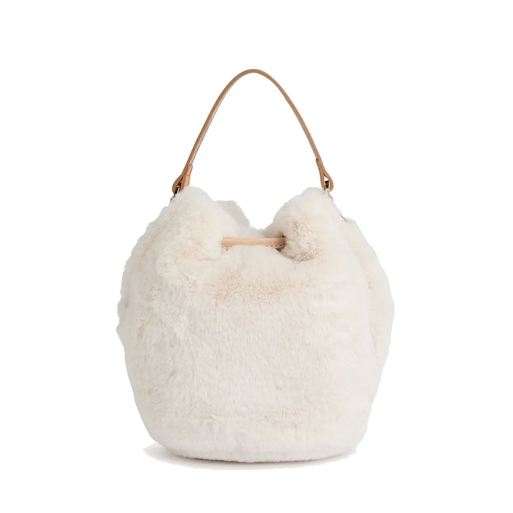 Mini Secchiello 1A Classe Alviero Martini linea Cozy Fur in Eco Pelliccia Beige Chiaro PP58