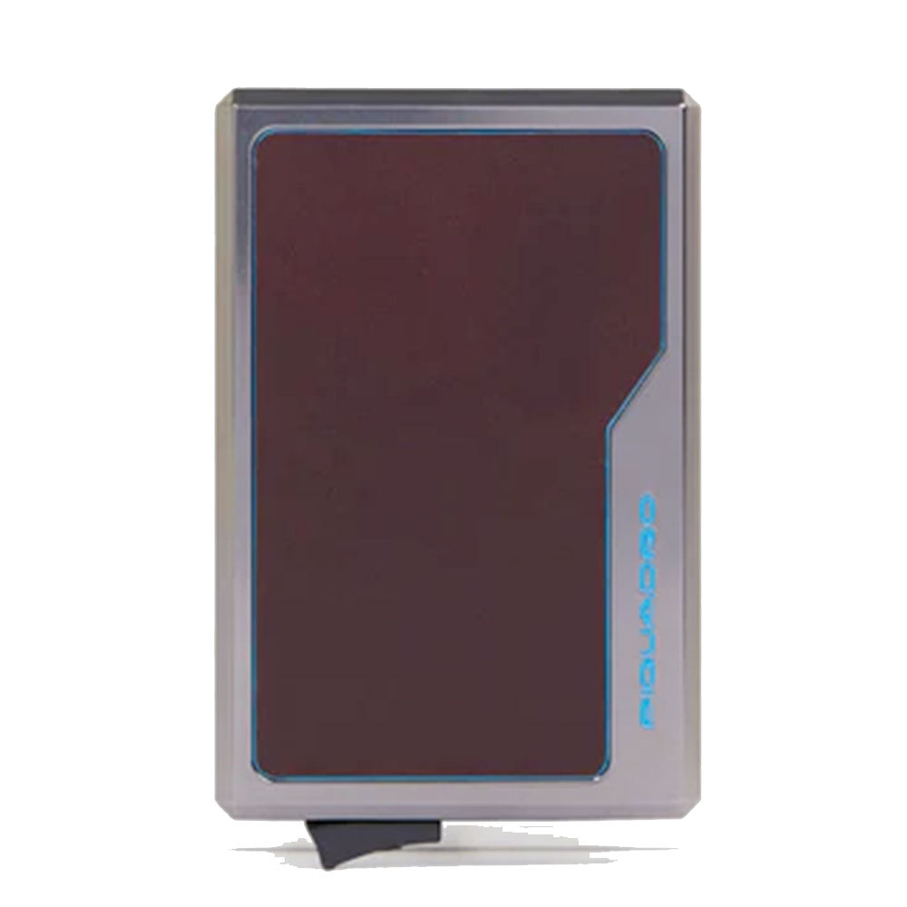 Portacarte PIQUADRO MagSafe in Alluminio e Pelle con RFID Colore Mogano - PP7072B2R