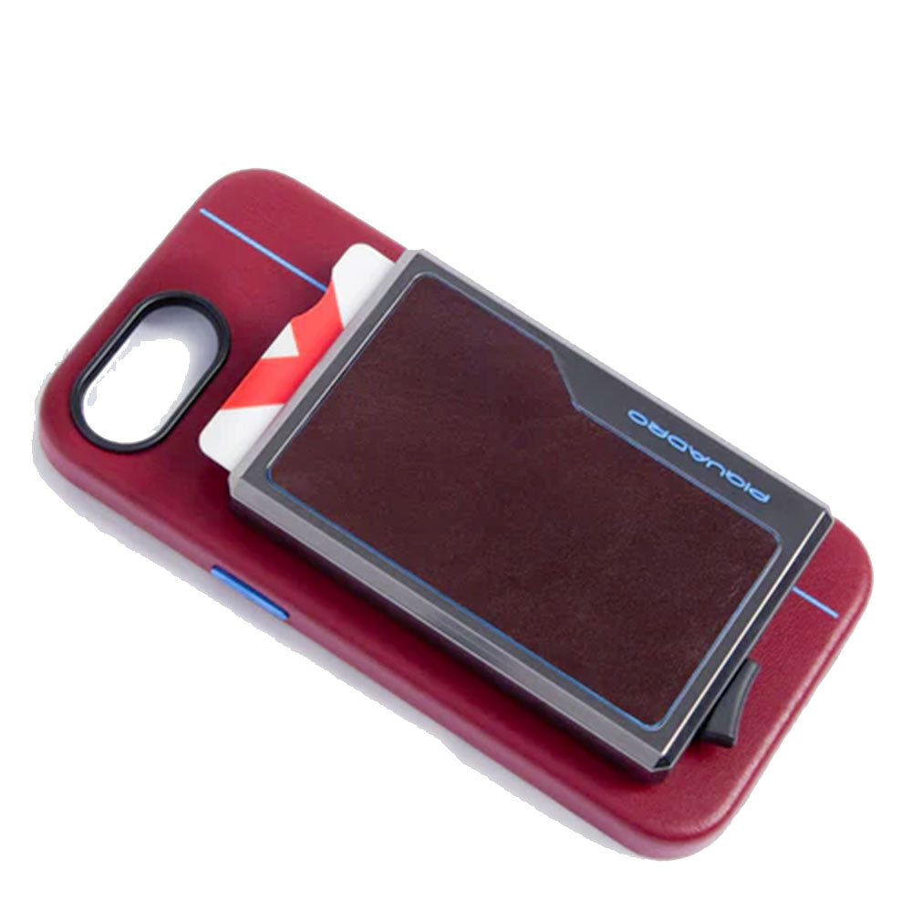 Portacarte PIQUADRO MagSafe in Alluminio e Pelle con RFID Colore Mogano - PP7072B2R