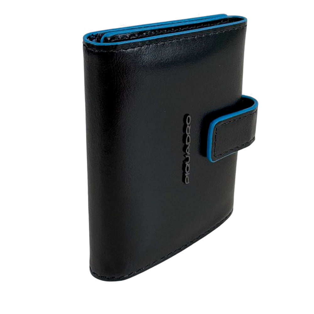 Portafoglio Uomo Verticale MagSafe PIQUADRO in Pelle Nera Linea Blue Square - PP7199B2R