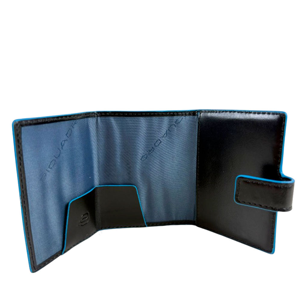 Portafoglio Uomo Verticale MagSafe PIQUADRO in Pelle Nera Linea Blue Square - PP7199B2R