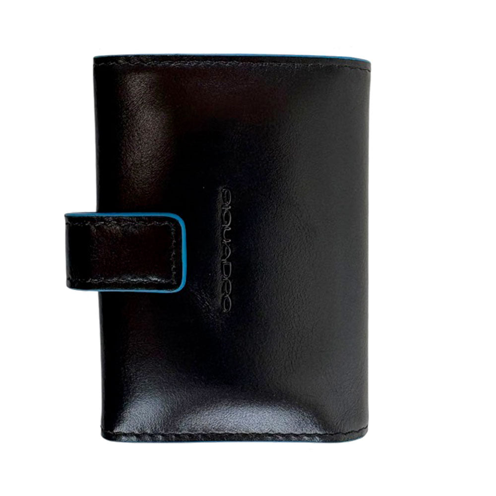 Portafoglio Uomo Verticale MagSafe PIQUADRO in Pelle Nera Linea Blue Square - PP7199B2R